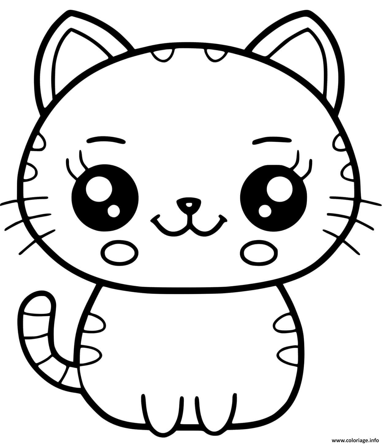 Coloriage Chat Kawaii Dessin Kawaii À Imprimer concernant Coloriage Kawaii,