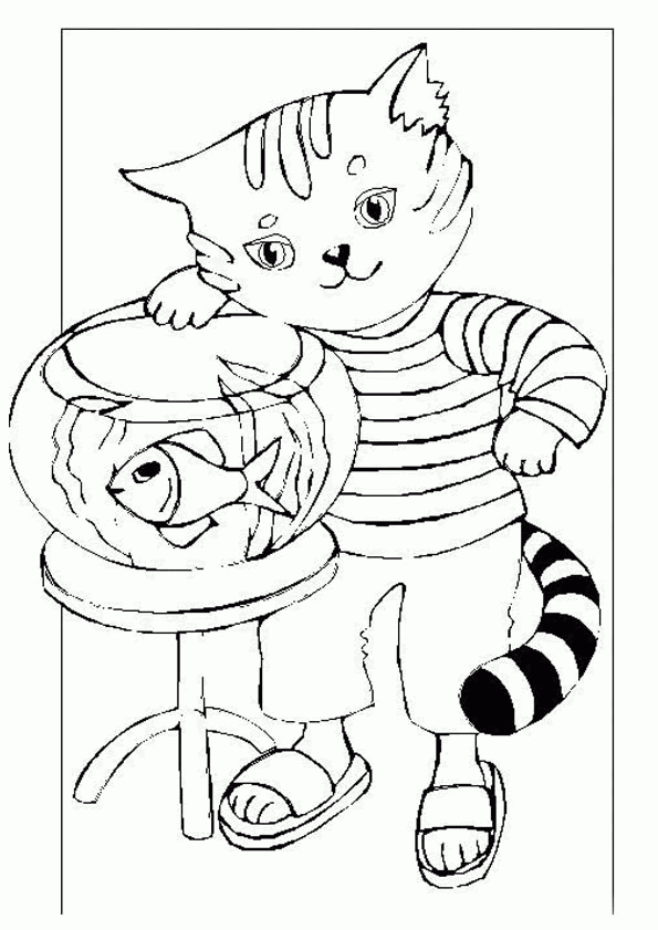 Coloriage Chat Poisson 3 Sur Hugolescargot serapportantà Coloriage Chat