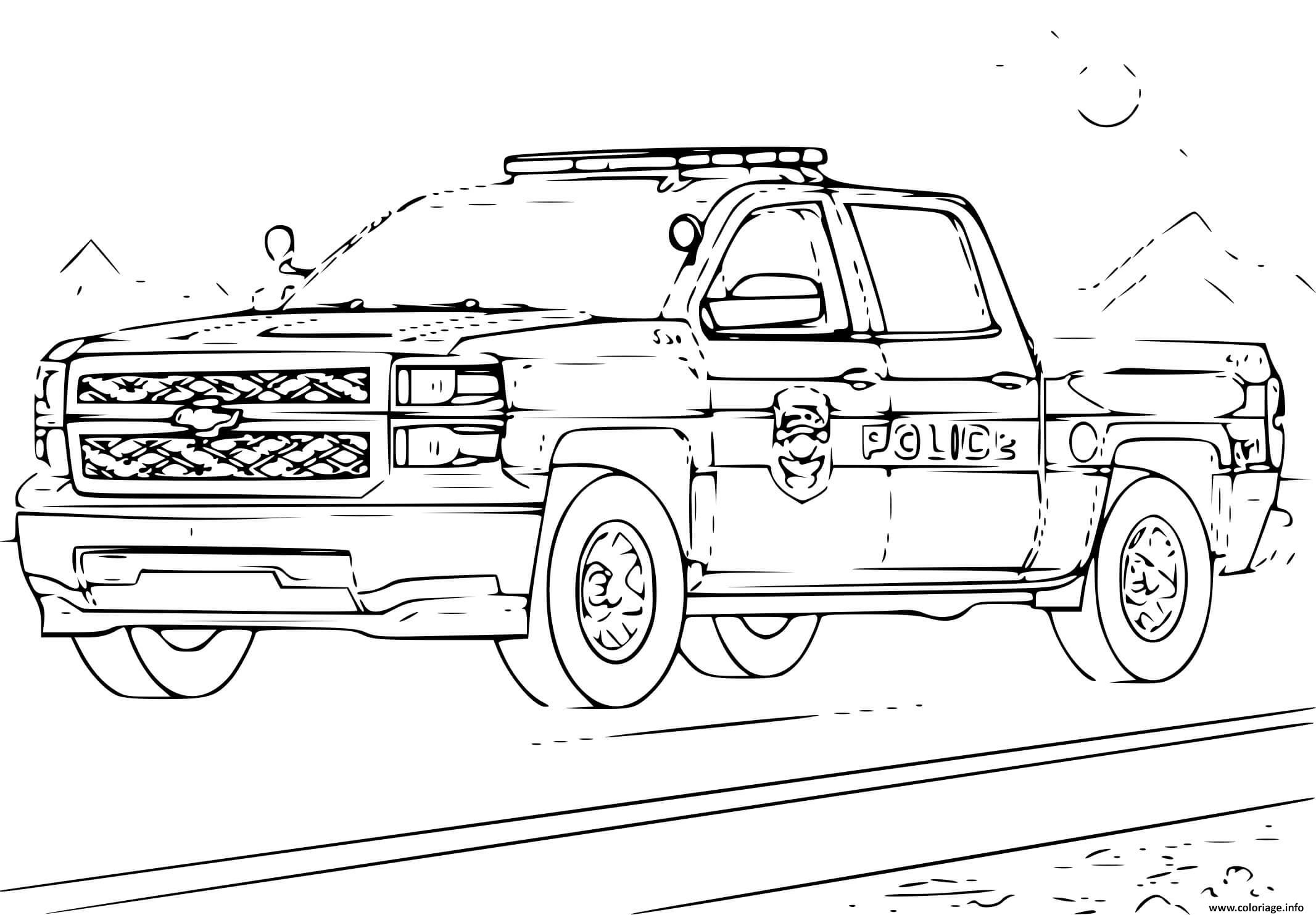 Coloriage Chverolet 4X4 Voiture De Police Americain Dessin dedans Dessin 4X4 Facile