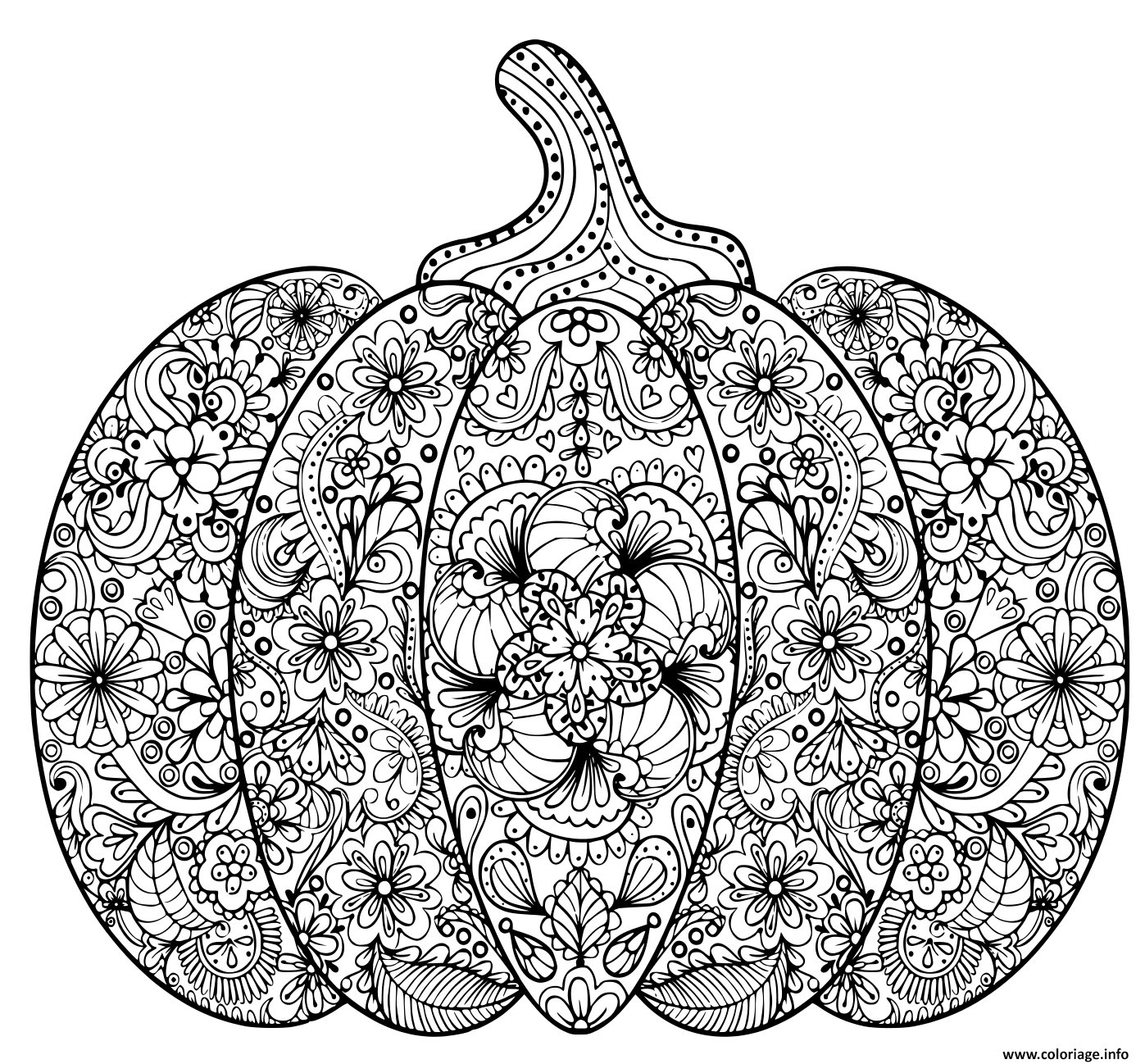 Coloriage Citrouille Halloween Zentangle Pour Adulte dedans Coloriage Dessin Adulte