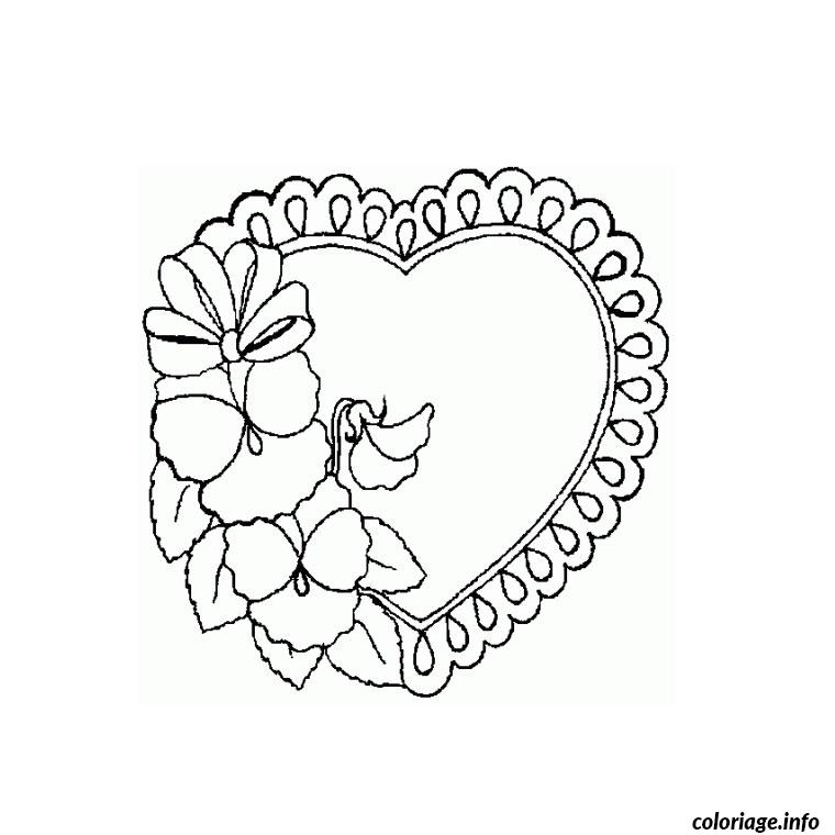 Coloriage Coeur Fleur Dessin St-Valentin À Imprimer tout Coloriage Coeur