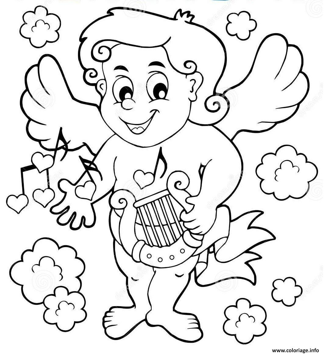 Coloriage Cupidon Joue De La Musique Dessin St-Valentin À concernant Musique Zen Coloriage,