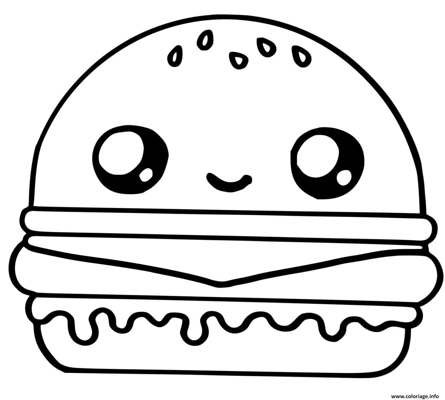 Coloriage Cute Hamburger Food Dessin Kawaii Dessin Dessin tout Coloriage Dessin Hamburger