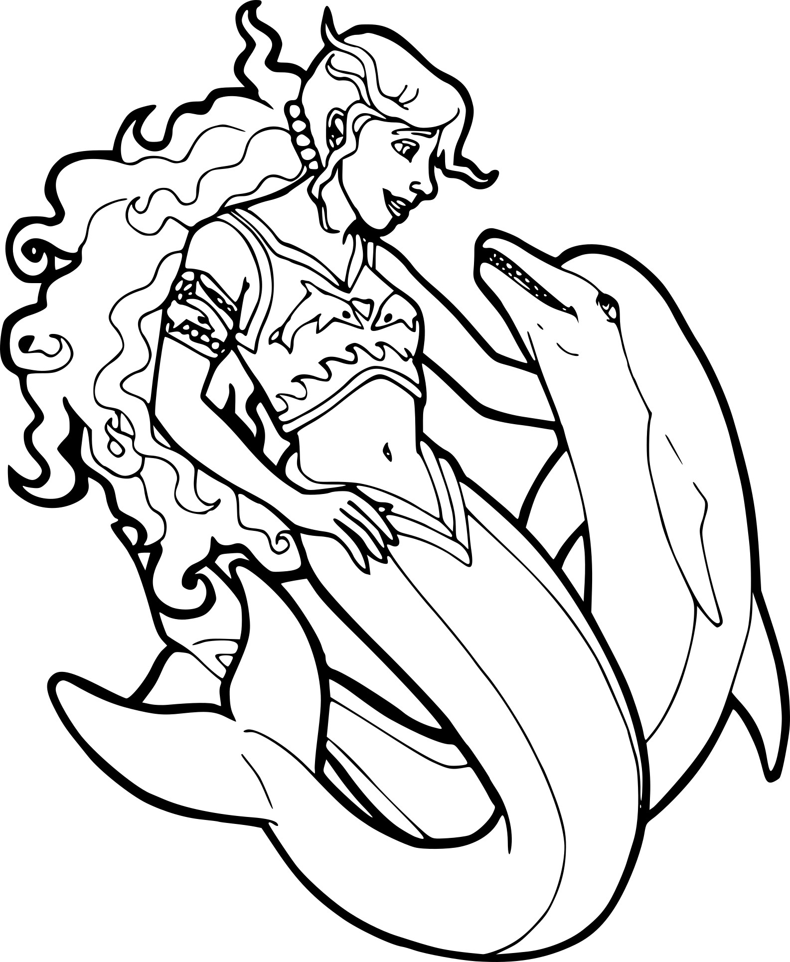 Coloriage Dauphin Sirène À Imprimer Sur Coloriages dedans Coloriage Dessin Sirene