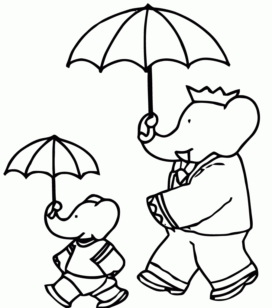 Coloriage De Babar Pour Enfants - Coloriage Babar concernant Dessin Animé 0 2 Ans,