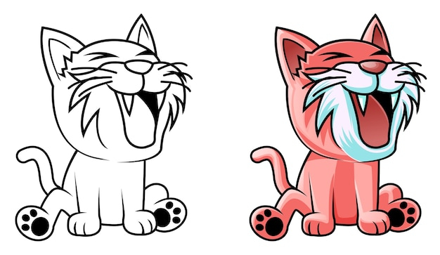 Coloriage De Chat Kawaii Pour Les Enfants | Vecteur Premium concernant Coloriage Chat Kawaii