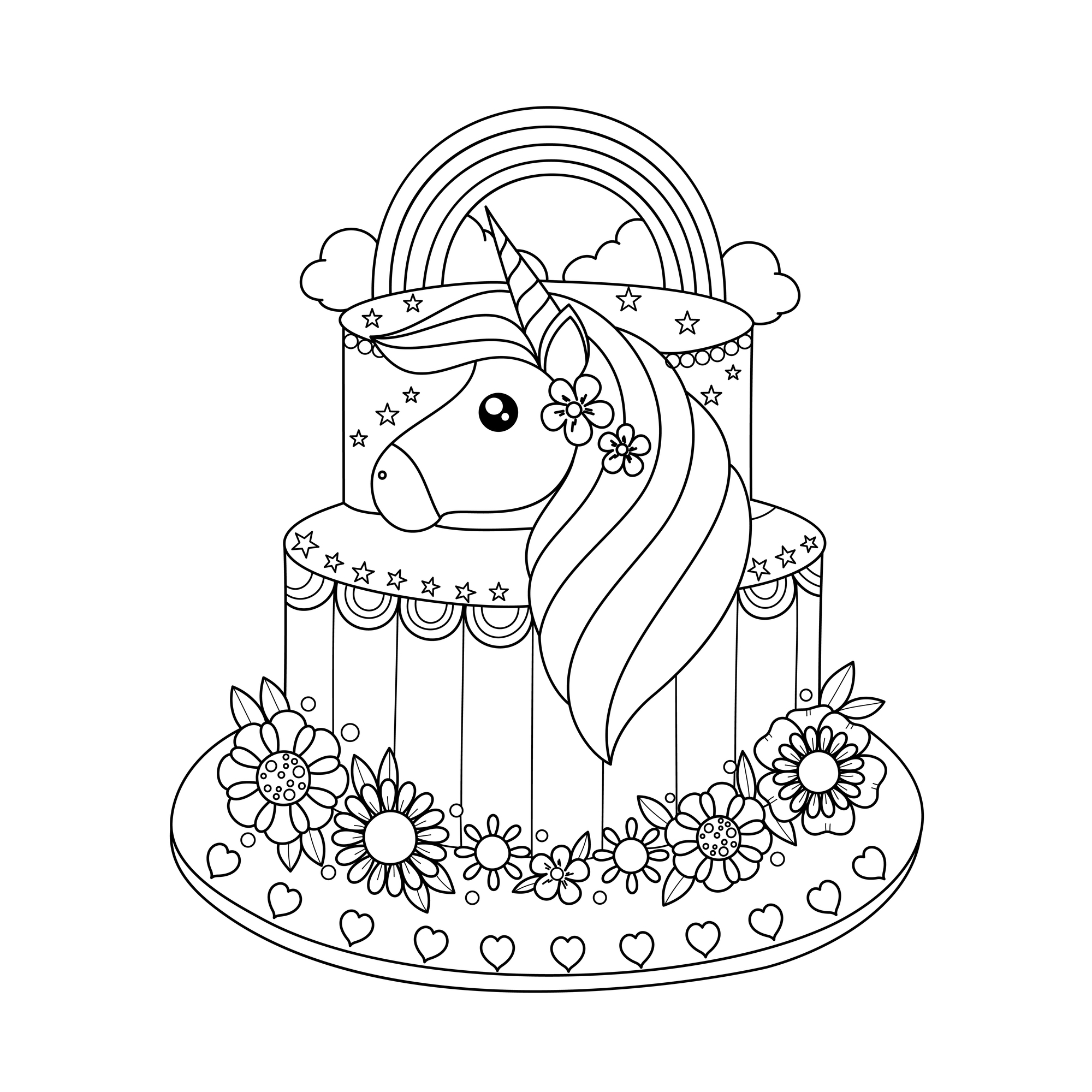 Coloriage De Gâteau-Licorne dedans Dessin 0 Colorier