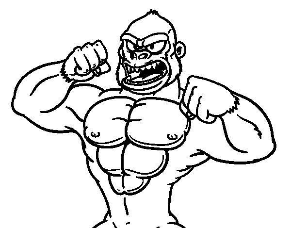 Coloriage De Gorille Fort Pour Colorier - Coloritou pour Coloriage Dessin Gorille