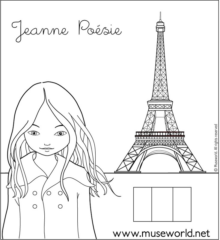 Coloriage De Jeanne Poésie, Dessin Jeanne Paris À Colorier pour Coloriage Dessin De Paris