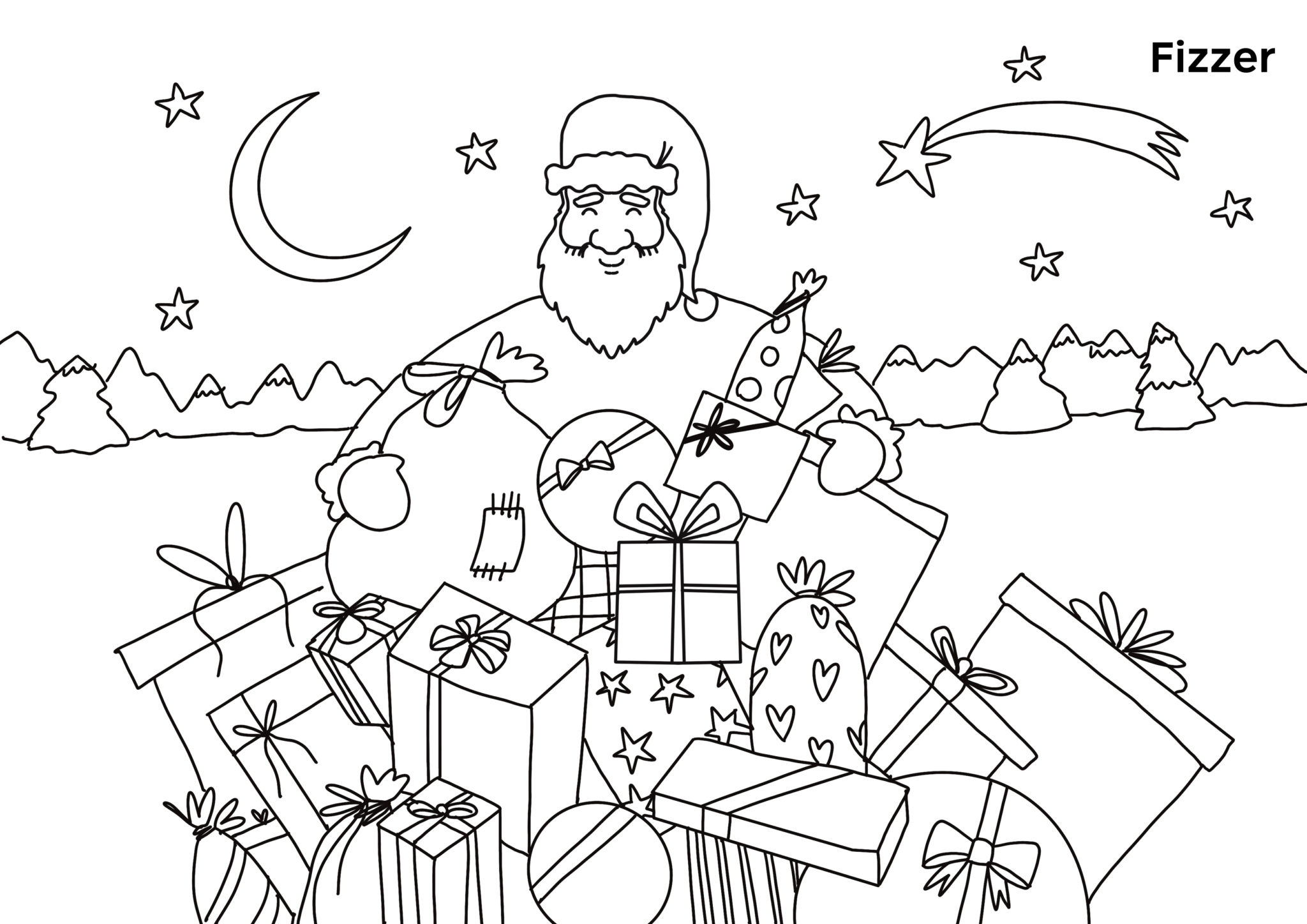 Coloriage De Noël Féérique À Imprimer Pour Enfants | Fizzer pour Imprimer Dessin Pour Coloriage