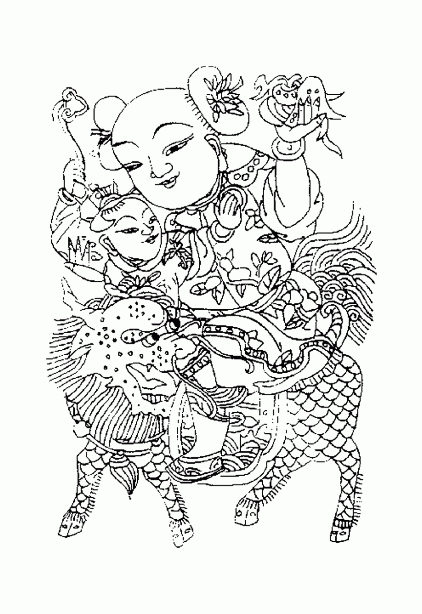 Coloriage De Nouvel An Chinois Pour Enfants - Coloriage avec Coloriage Dessin Chinois