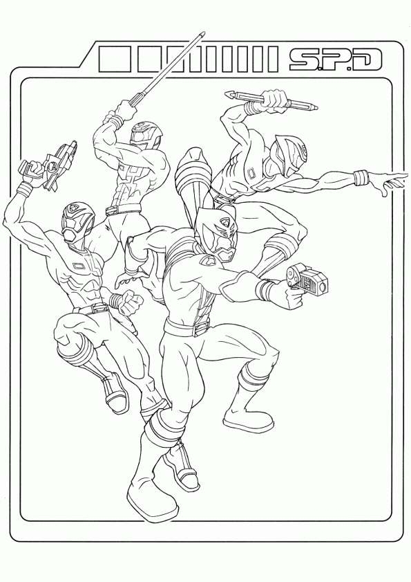 Coloriage De Power Rangers Spd Avec Toute L&amp;#039;Équipe Réunie dedans Equipe 7 Coloriage