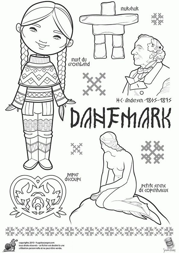 Coloriage Découverte Du Monde Le Danemark pour Coloriage Autour Du Monde