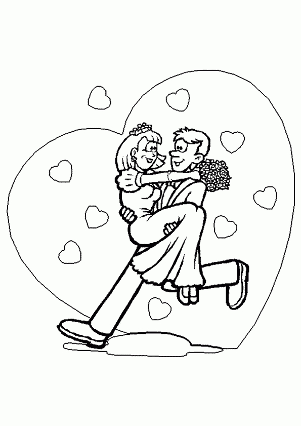 Coloriage Des Mariés Très Amoureux avec Coloriage Dessin Mariage