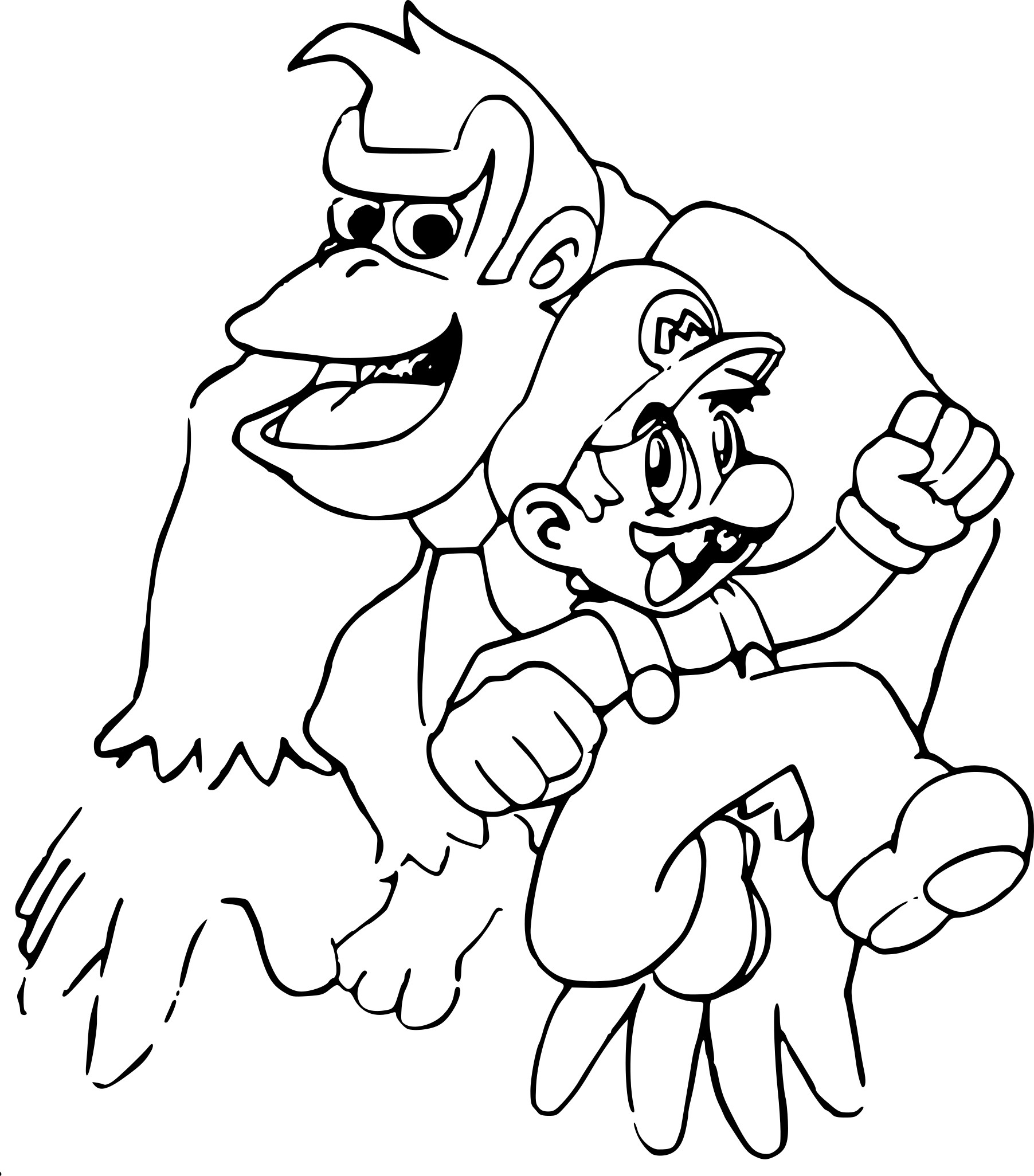 Coloriage Donkey Kong Et Mario À Imprimer à Coloriage Dessin Mario