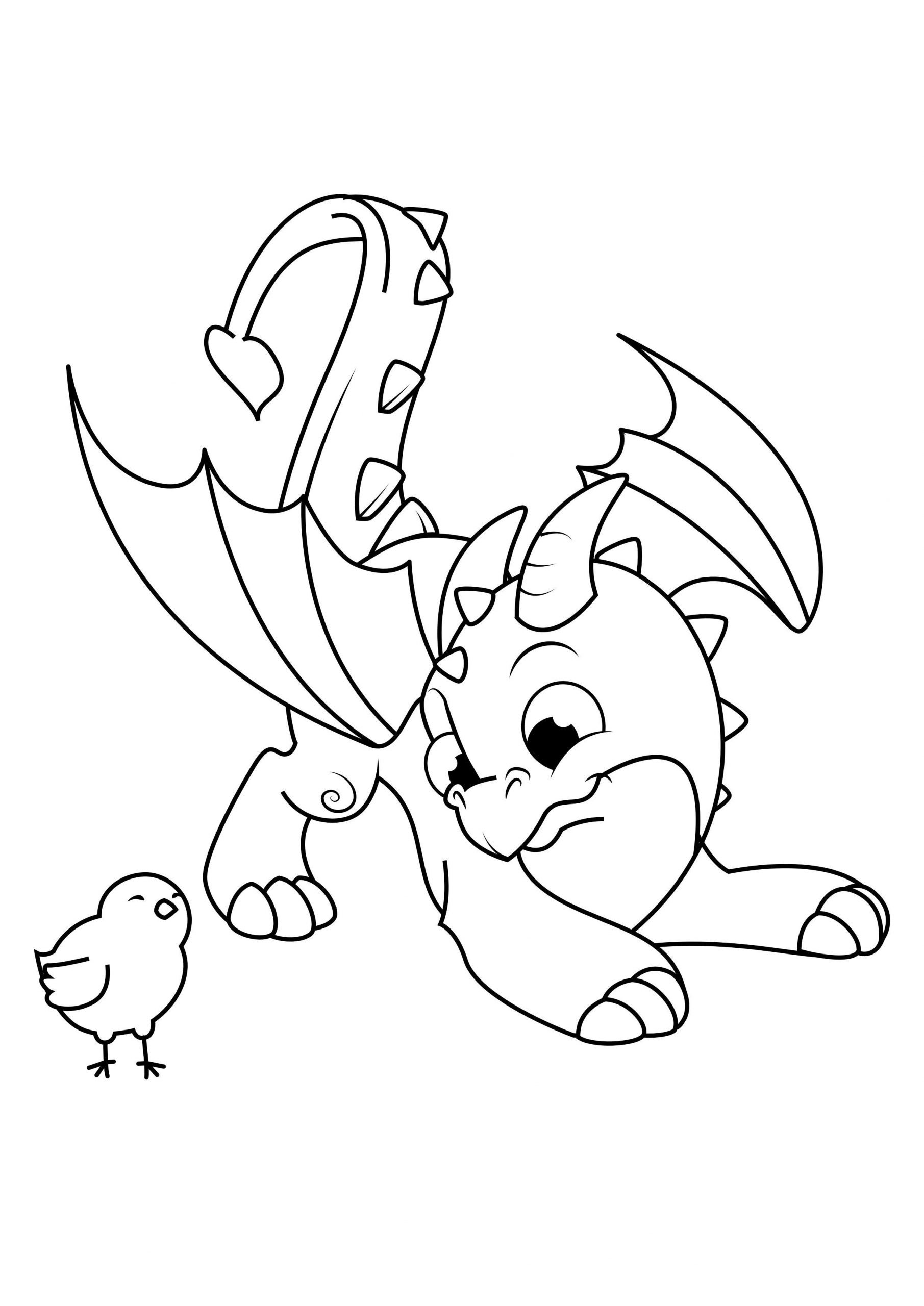 Coloriage Dragon Joue Avec Poussin - Coloriages Gratuits À à Coloriage Dragon