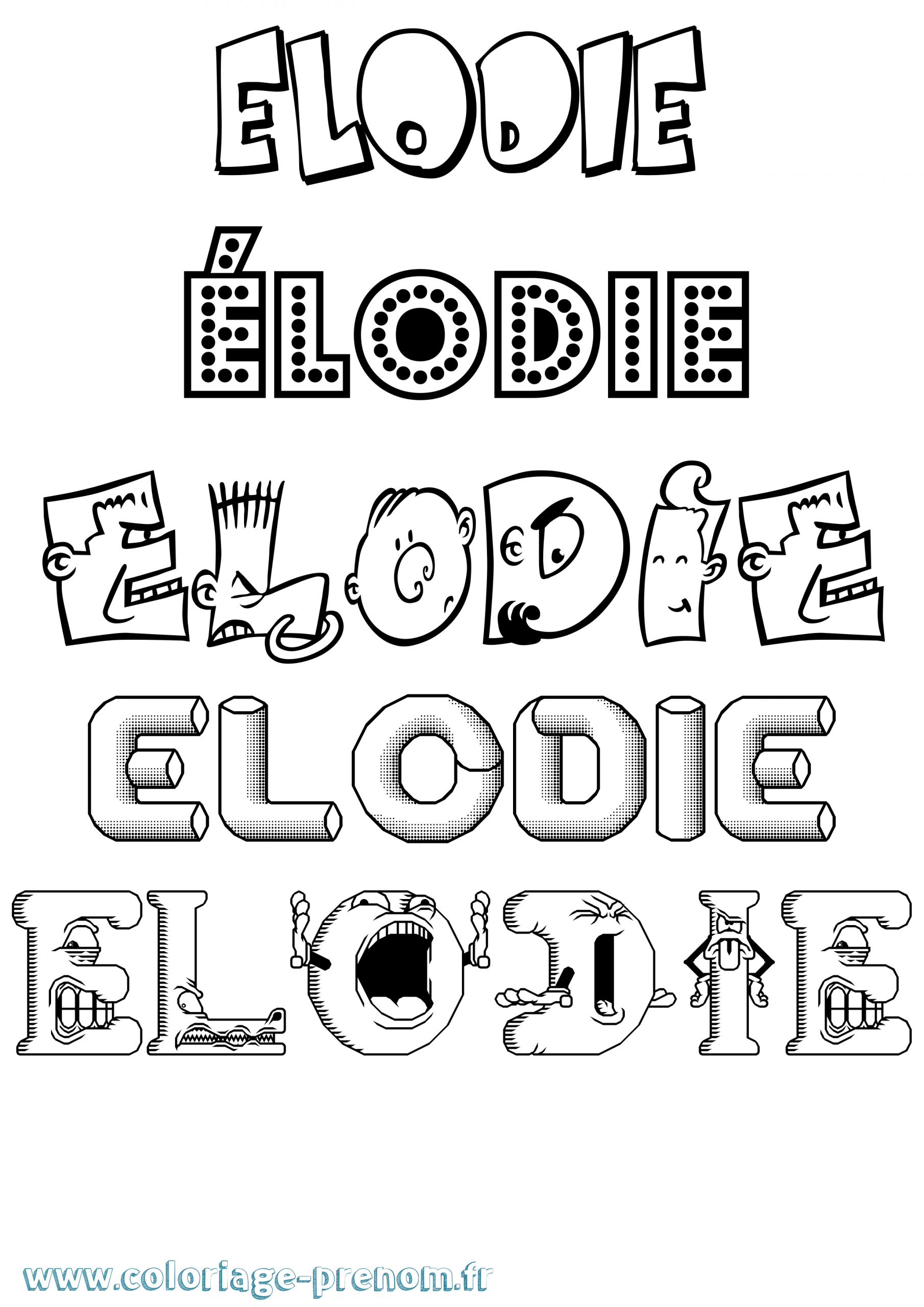 Coloriage Du Prénom Élodie : À Imprimer Ou Télécharger destiné Coloriage Effet Or,