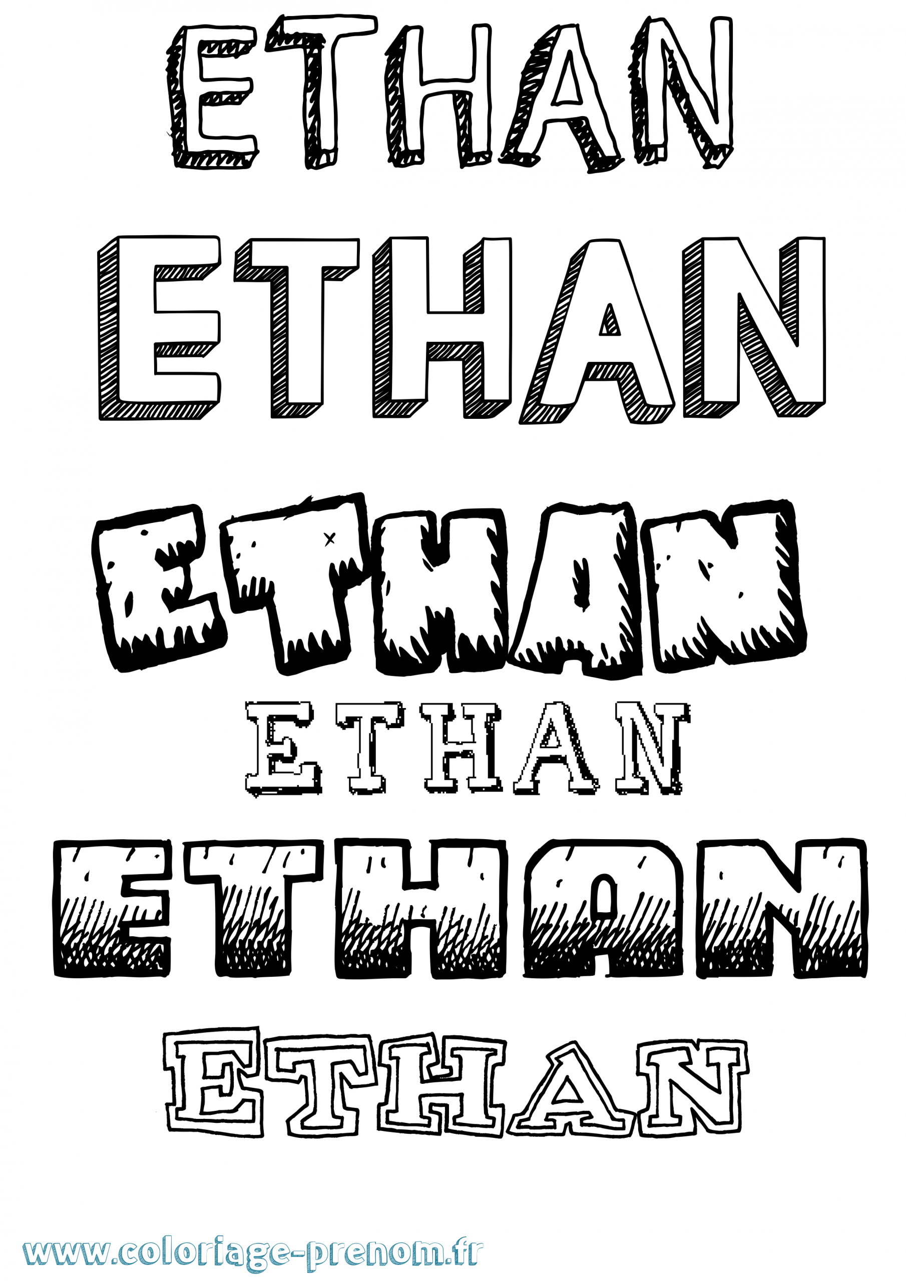 Coloriage Du Prénom Ethan : À Imprimer Ou Télécharger à Dessin H 3D,