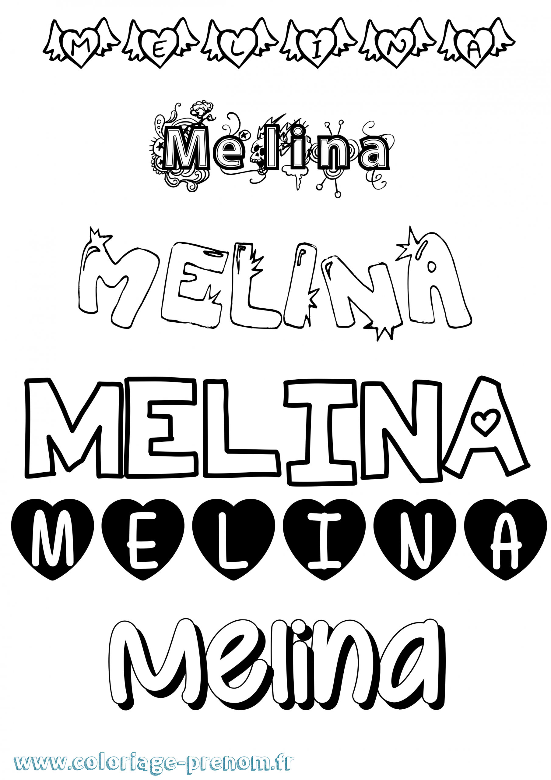 Coloriage Du Prénom Melina : À Imprimer Ou Télécharger destiné Dessin F 3D,