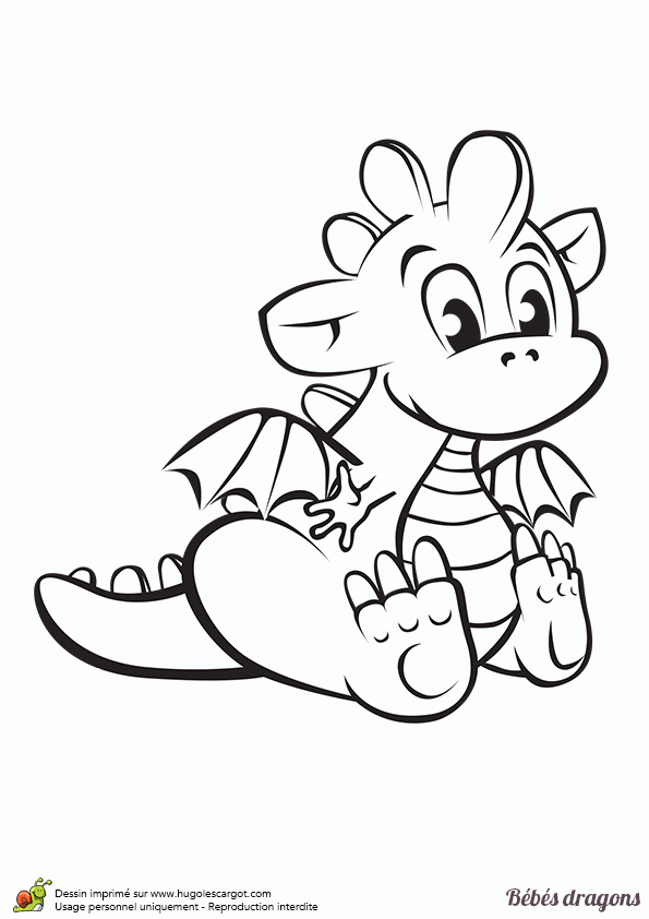 Coloriage D&amp;#039;Un Bébé Dragon De Type Aquatique destiné Coloriage Dessin Dragon
