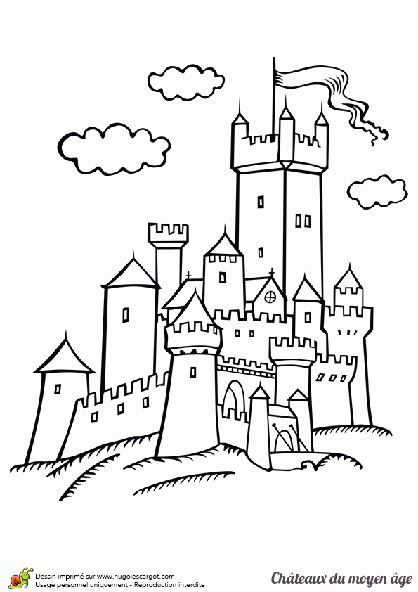 Coloriage D&amp;#039;Un Château Du Moyen Âge Posé Sur Une Colline dedans Coloriage Moyen Age Maternelle