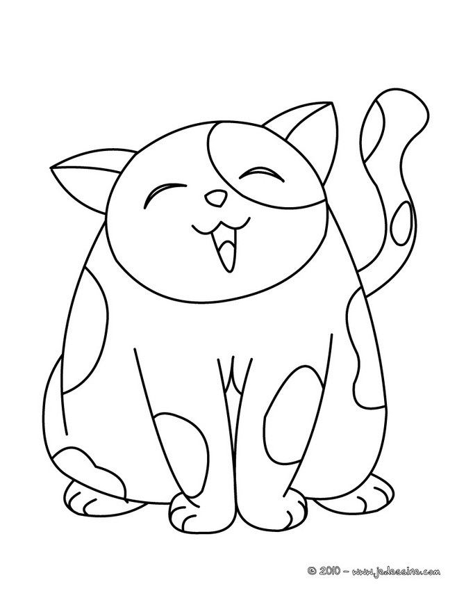 Coloriage D&amp;#039;Un Gros Chat Tout Mignon Qui Tire La Langue destiné Coloriage Chat Kawaii