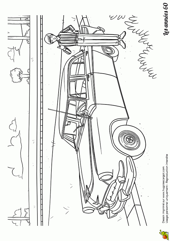 Coloriage D&amp;#039;Une Voiture Typique Des Années 60 intérieur Dessin 60