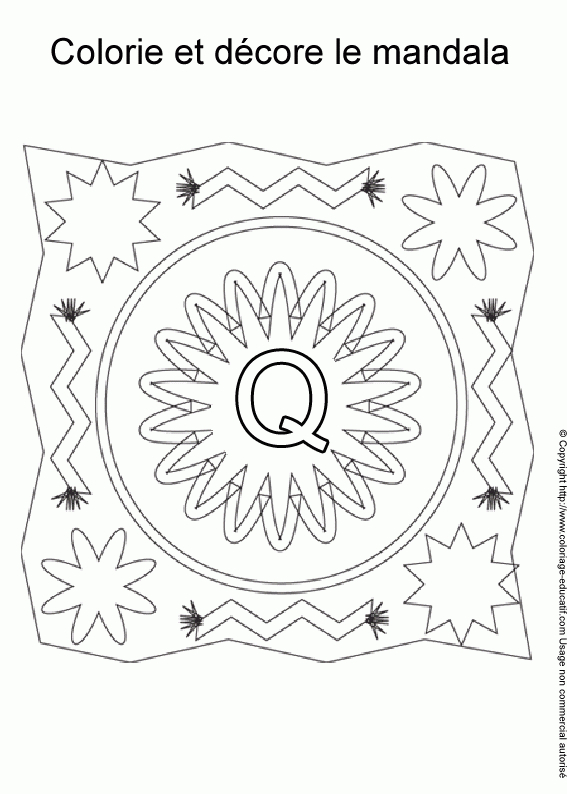 Coloriage Educatif - Mandalas Lettres/A La Découverte De L intérieur Coloriage Mandala Lettre M