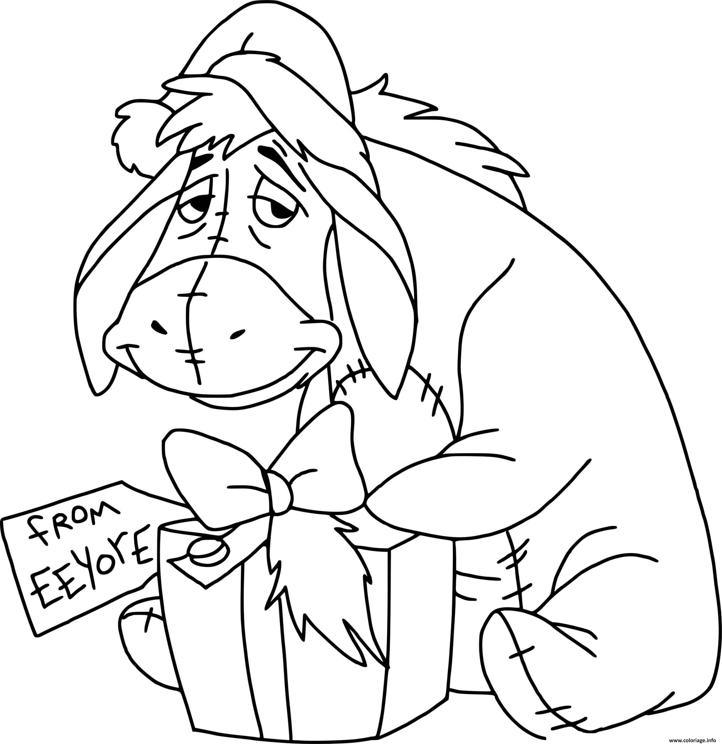 Coloriage Eeyore Christmas Present Dessin Noel Disney À destiné Imprimer Coloriage Disney