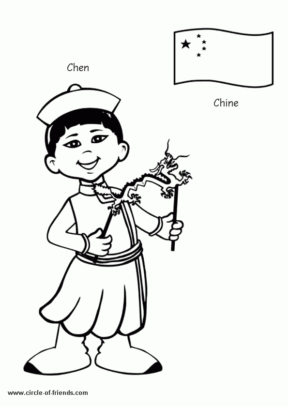 Coloriage Enfant Chine Sur Hugolescargot concernant Coloriage Dessin Chinois