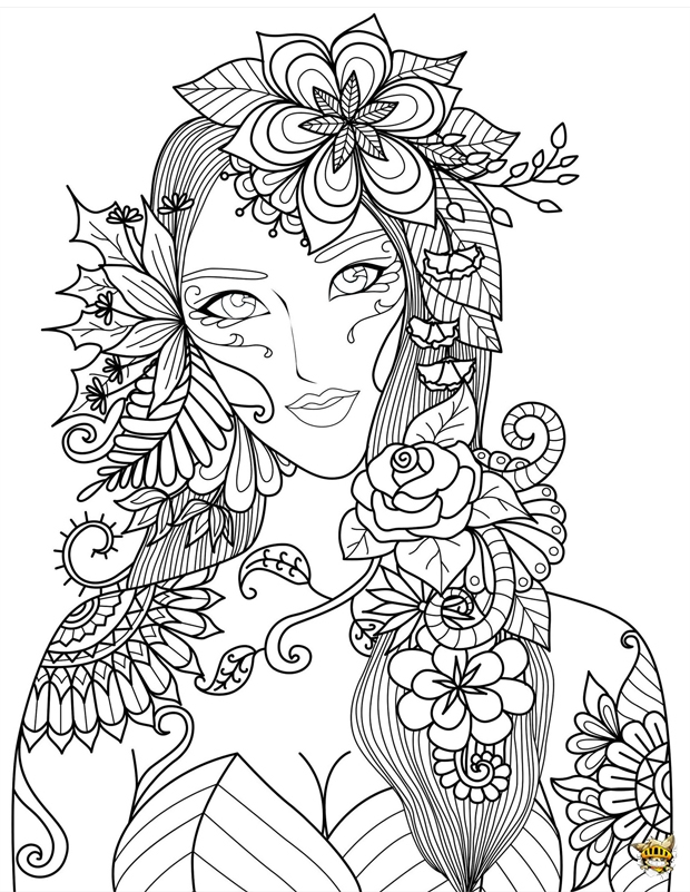 Coloriage : Femme Fleurs Pour Adultes pour Coloriage Adultes,