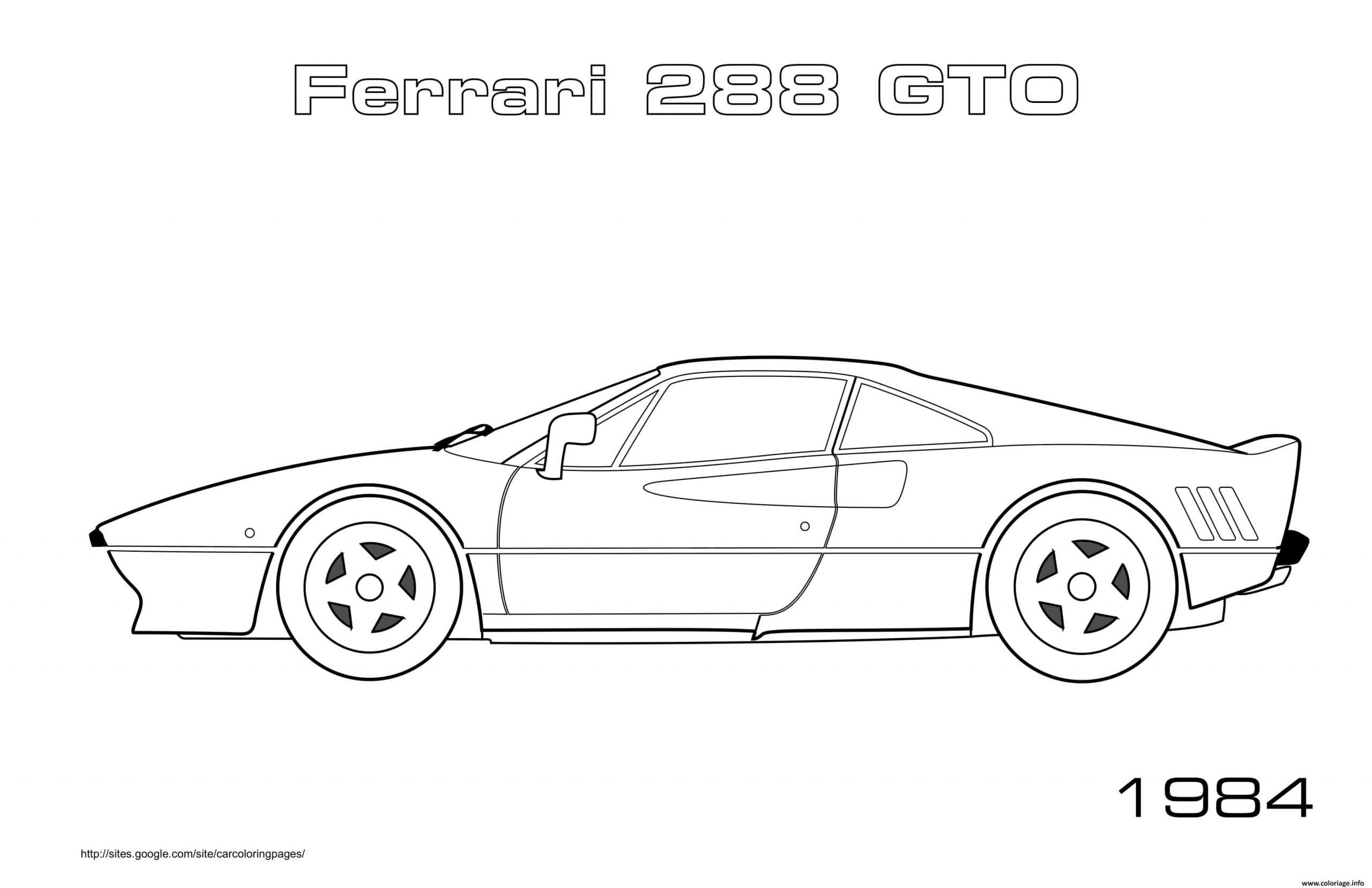 Coloriage Ferrari 288 Gto 1984 Dessin Voiture De Course À avec Coloriage Dessin Accident De Voiture