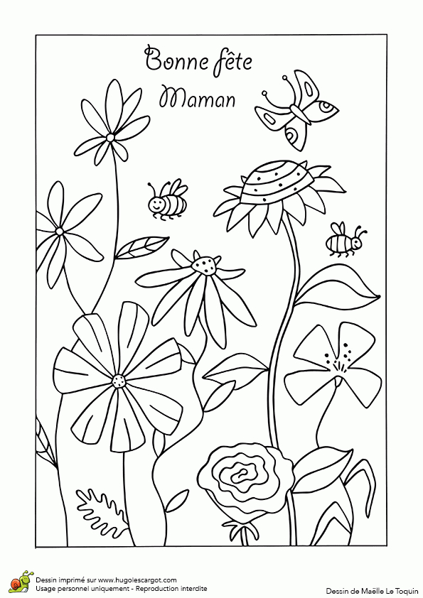 Coloriage Fête Des Mères, Des Fleurs Sauvages serapportantà Coloriage Dessin Fete Des Meres