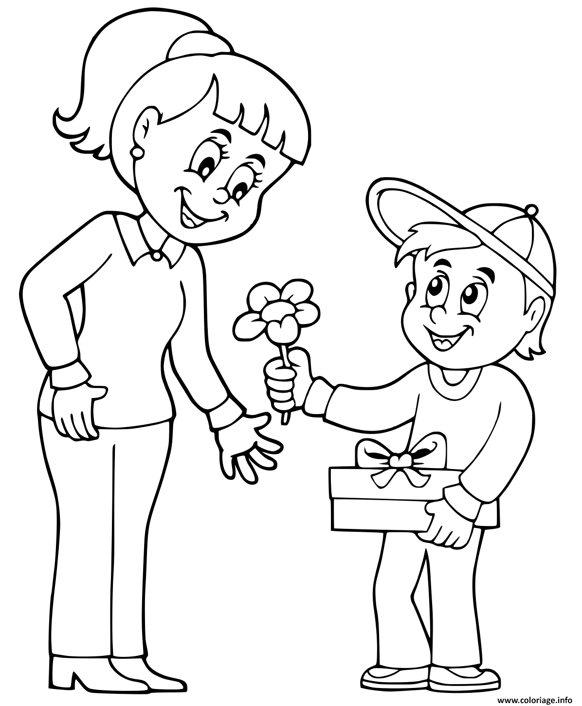 Coloriage Fete Des Meres Garcon Offre Des Fleurs Dessin intérieur Coloriage Dessin Fete Des Meres