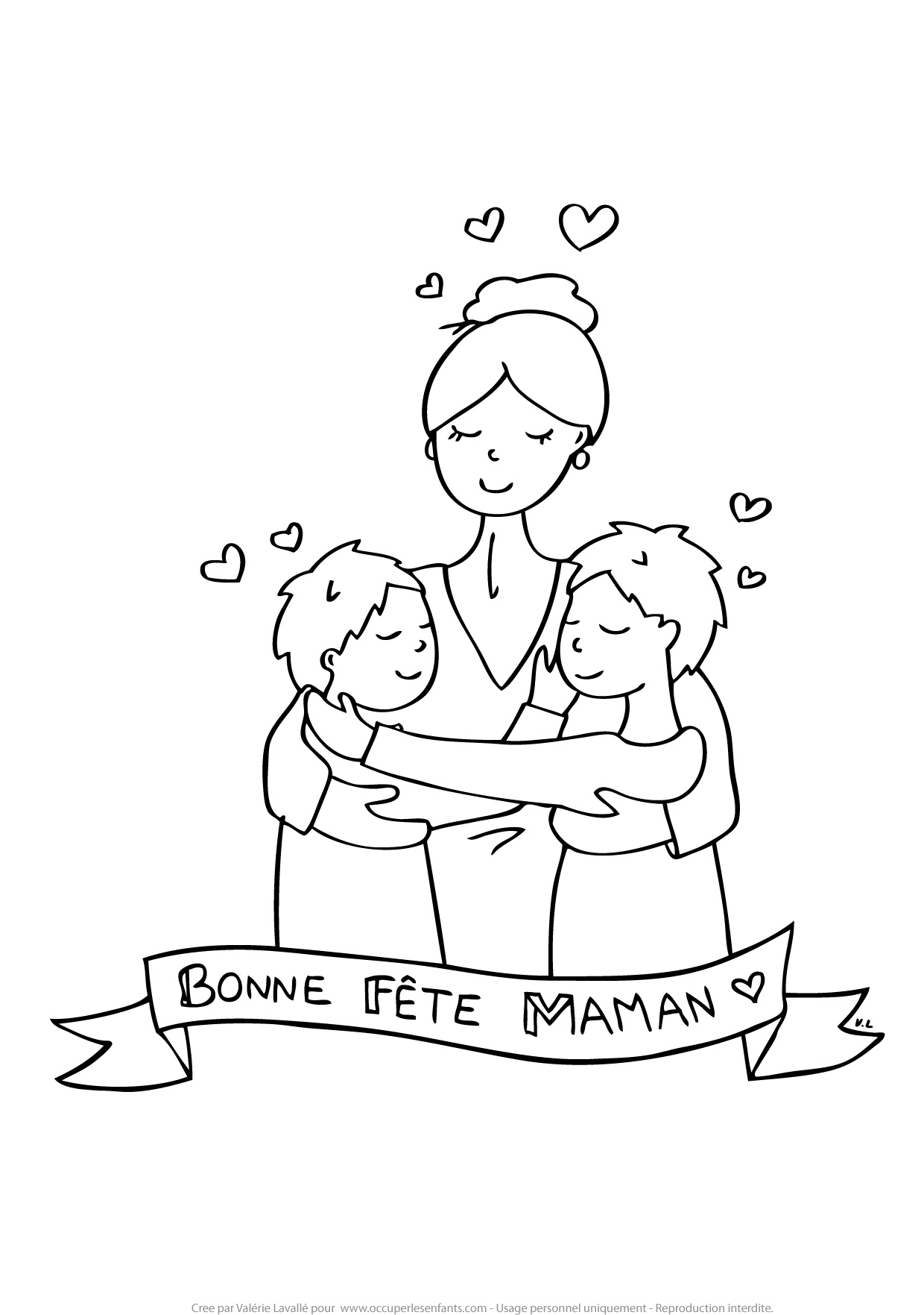 Coloriage Fete Des Meres, Maman De 2 Garçons - Occuper Les avec Coloriage Dessin Fete Des Meres