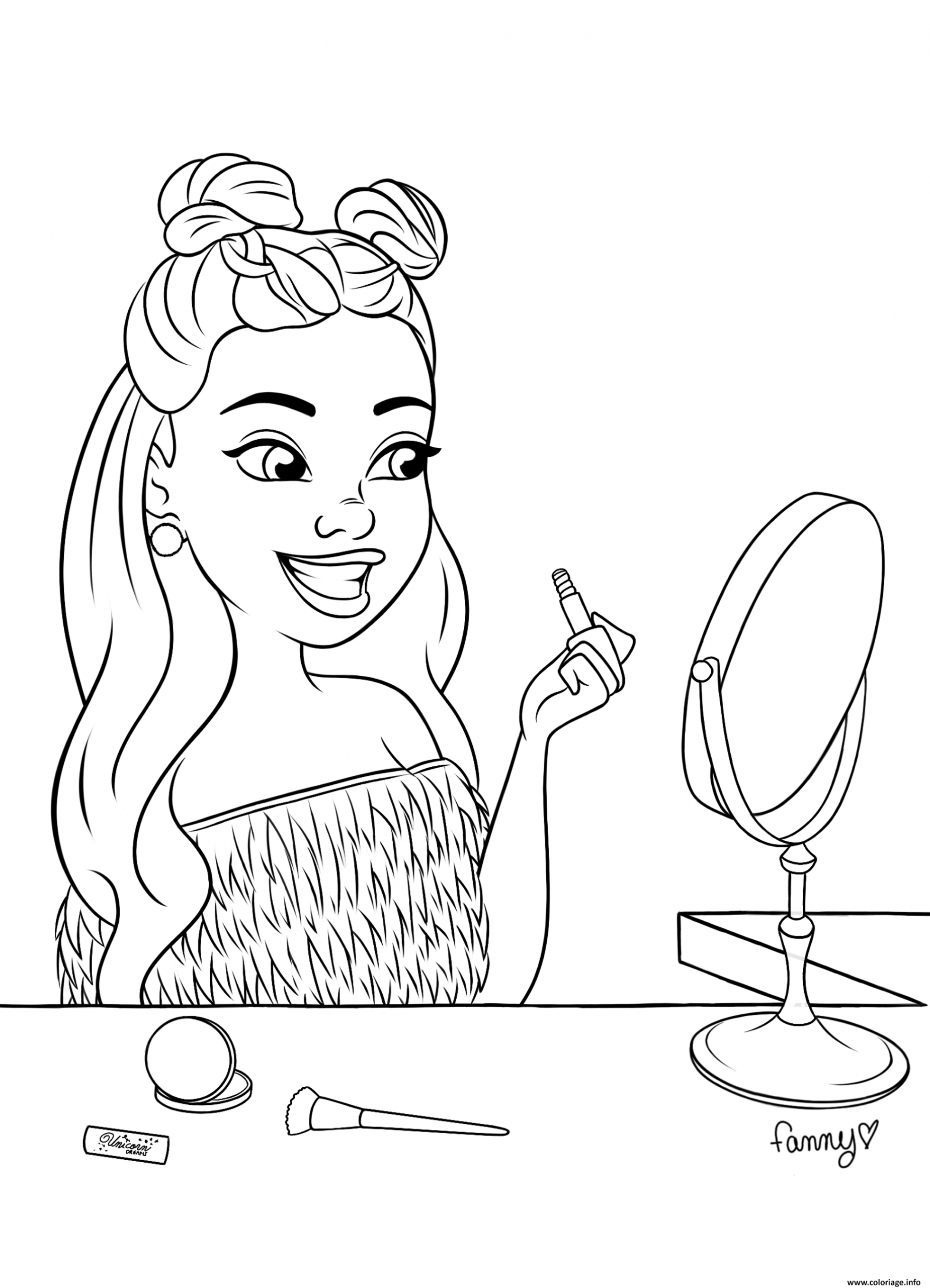 Coloriage Fille Ado Makeup Se Maquille Pour Une Soiree concernant Coloriage Une Fille