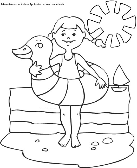 Coloriage Fille En Vacances D&amp;#039;Été Dessin Gratuit À Imprimer encequiconcerne Coloriage Dessin Été