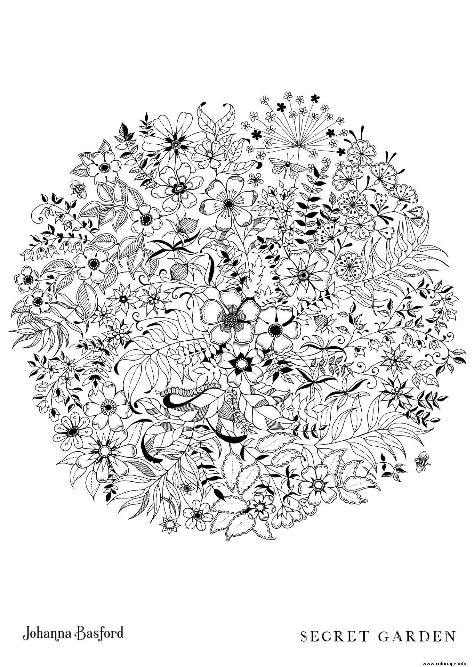 Coloriage Floral Sphere From Secret Garden Dessin Adulte destiné C Coloriage