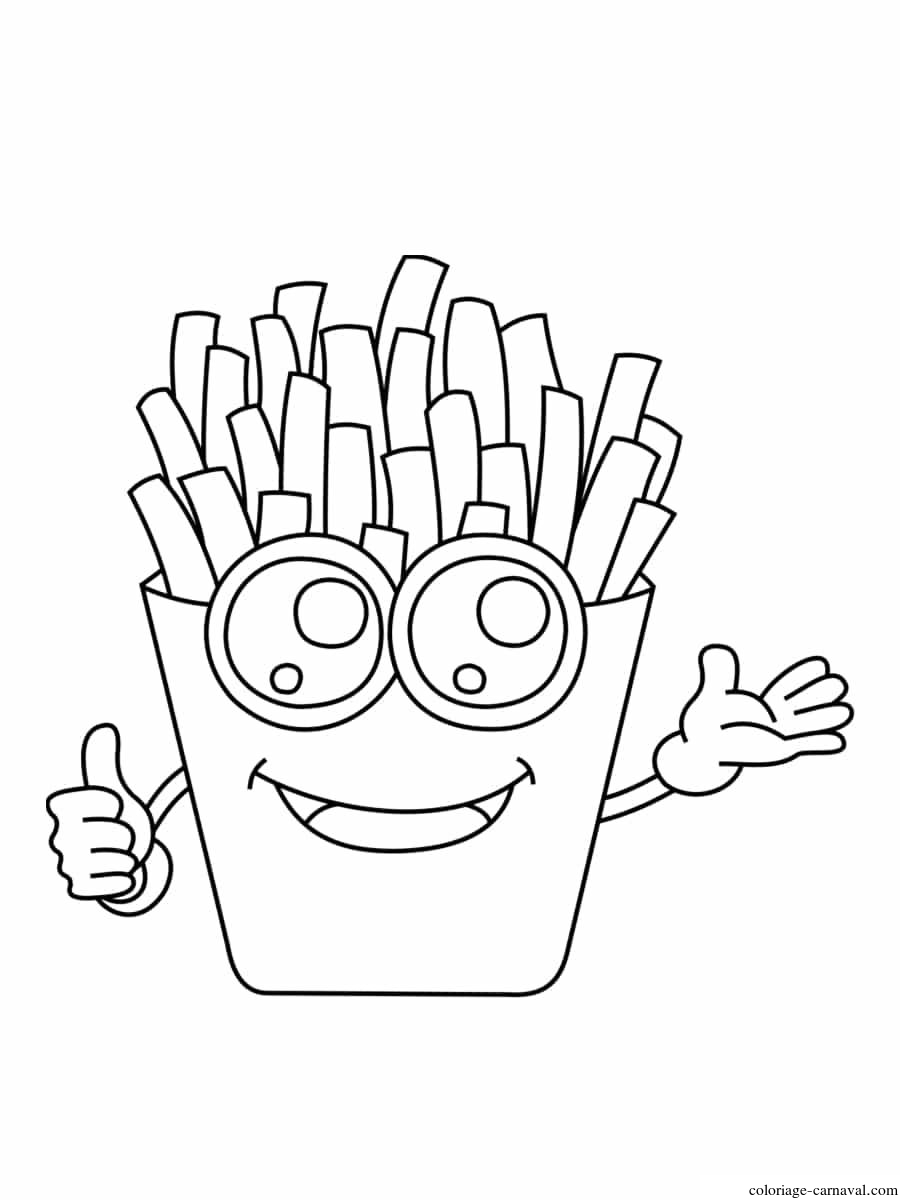 Coloriage Frites Kawaii Dessin Gratuit - Coloriage Carnaval pour Coloriage Dessin Kawaii