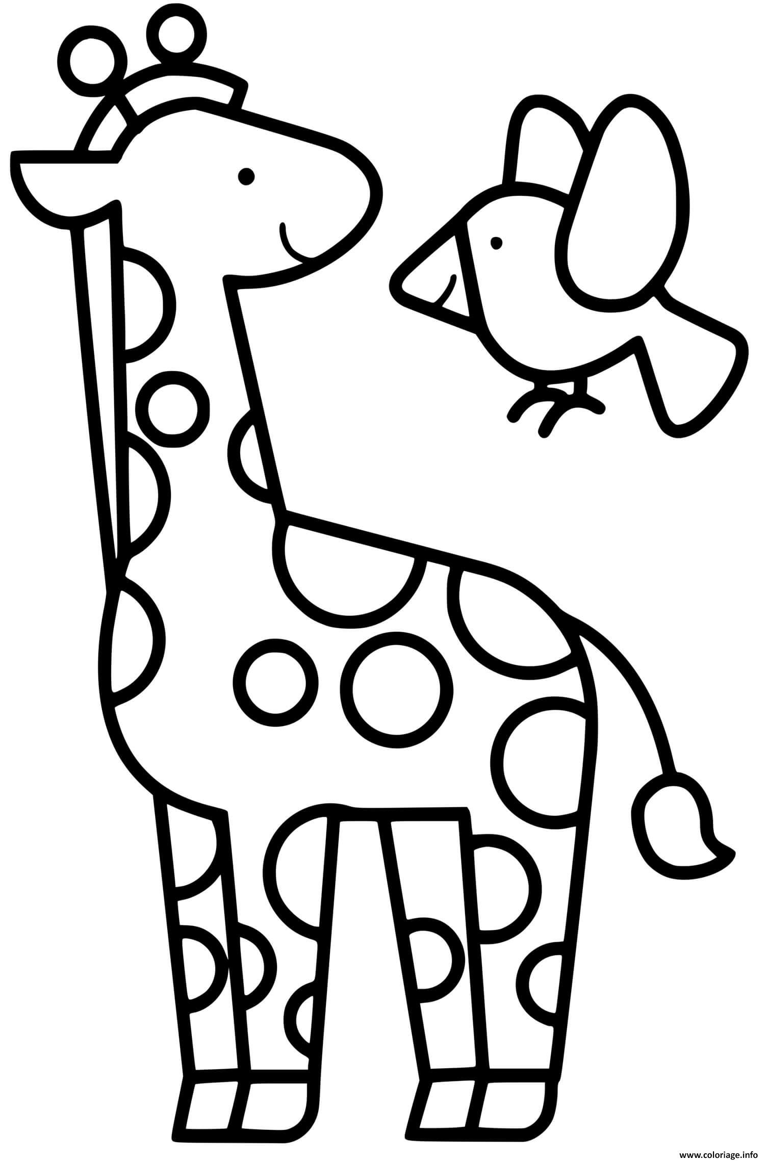 Coloriage Girafe Maternelle Facile Dessin Girafe À Imprimer destiné Coloriage Kawaii Facile,