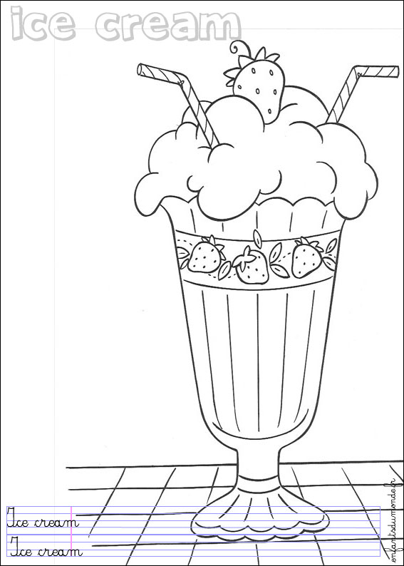 Coloriage Glace 1 .:. Coloriages Nourriture En Anglais serapportantà Coloriage Glace