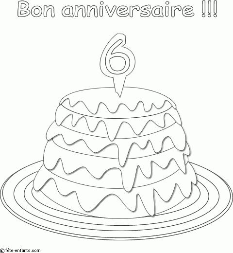 Coloriage Gratuit Gateau Anniversaire 6 Ans - Gratuit serapportantà Coloriage Anniversaire 6 Ans Garcon