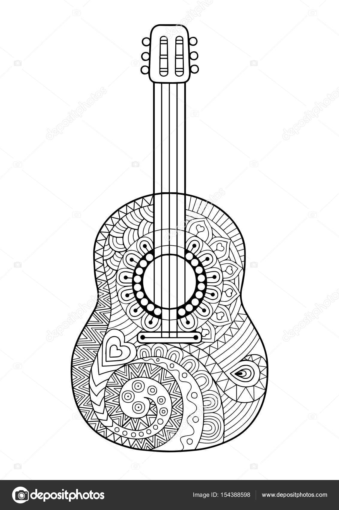 Coloriage Guitare Mexicaine avec Coloriage Guitare