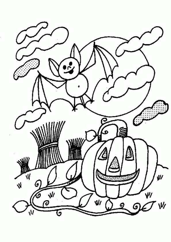 Coloriage Halloween Chauve Souris Citrouille | Bat avec Coloriage Halloween