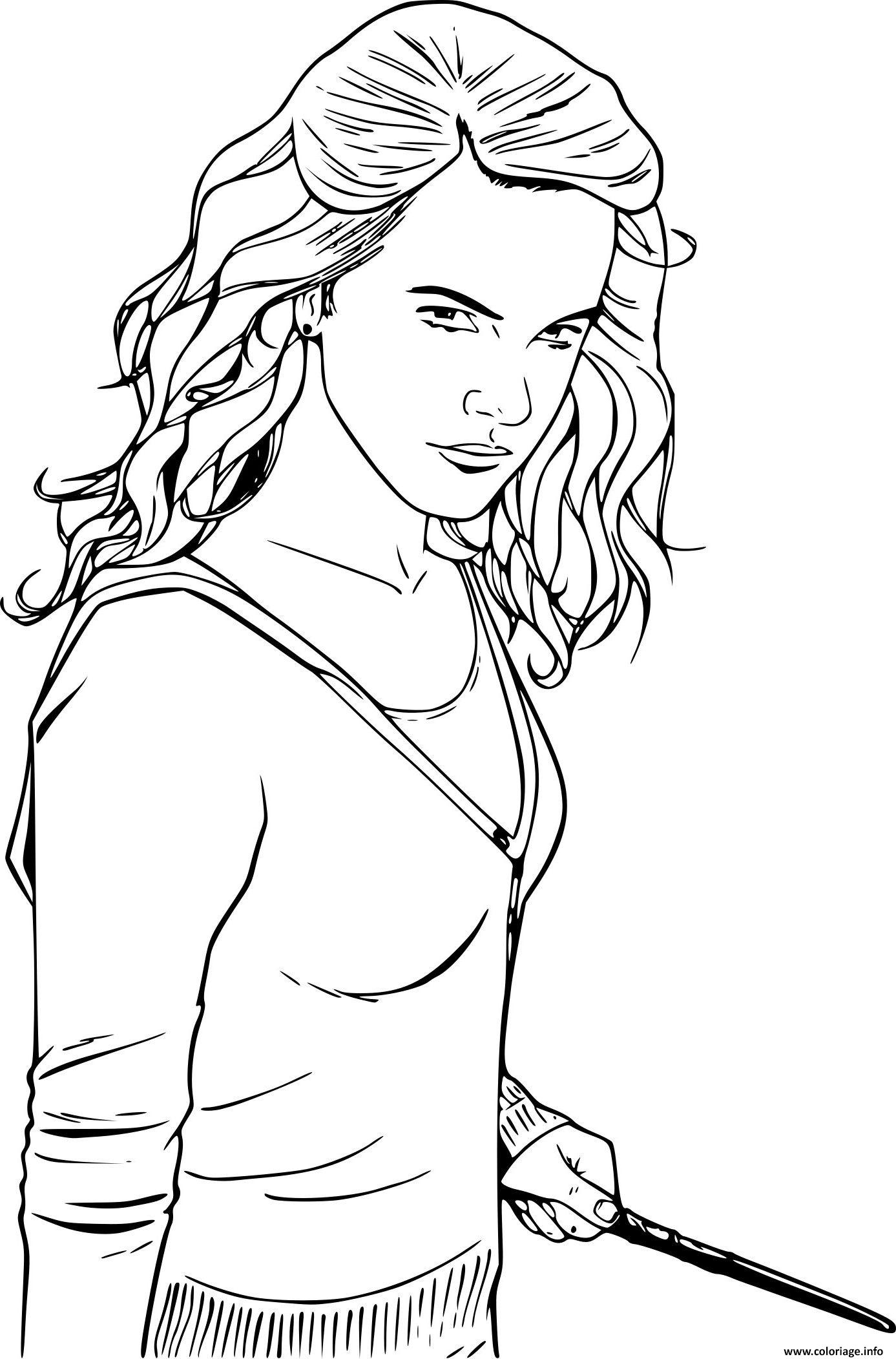 Coloriage Hermione De Harry Potter Dessin Harry Potter À dedans Coloriage À Dessiner,