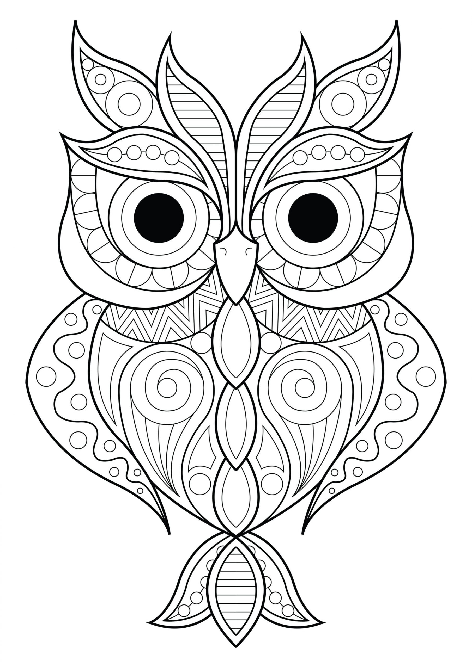 Coloriage Hibou Facile / Coloriage Mandala Hibou À à Coloriage Dessin Chouette