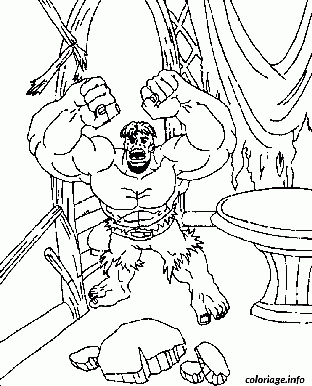 Coloriage Hulk Dans Un Chateau Dessin Hulk À Imprimer à Coloriage Hulk,