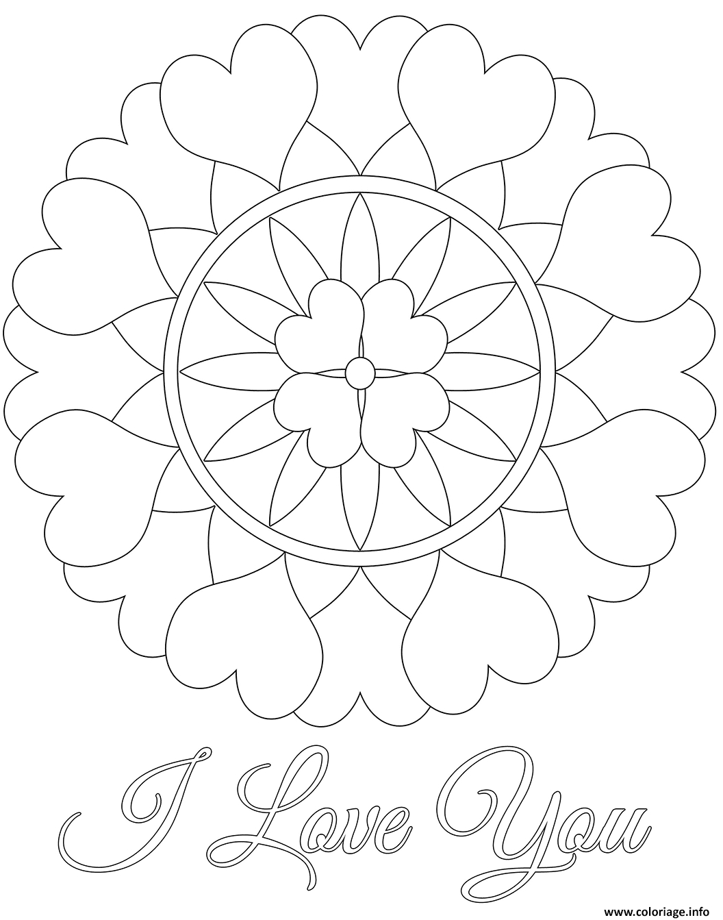 Coloriage I Love You Mandala Saint Valentin Dessin St concernant Dessin I Love You,