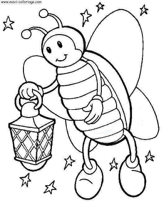 Coloriage Insecte Au Jardin Pendant La Nuit Dessin Gratuit intérieur Coloriage Insectes