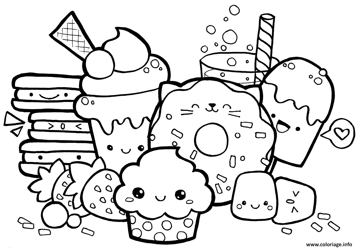 Coloriage Kawaii Food À Imprimer | Coloriage Kawaii encequiconcerne Coloriage Nourriture